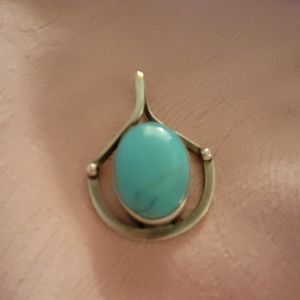 Vintage Sterling Silver Turquoise slide
